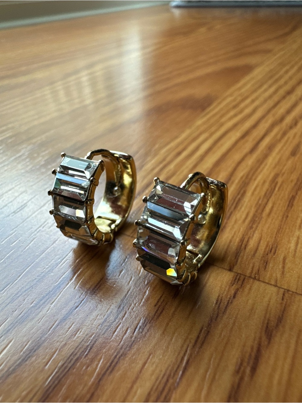 Rocksbox Gold Hoop Earrings Baguette Crystals